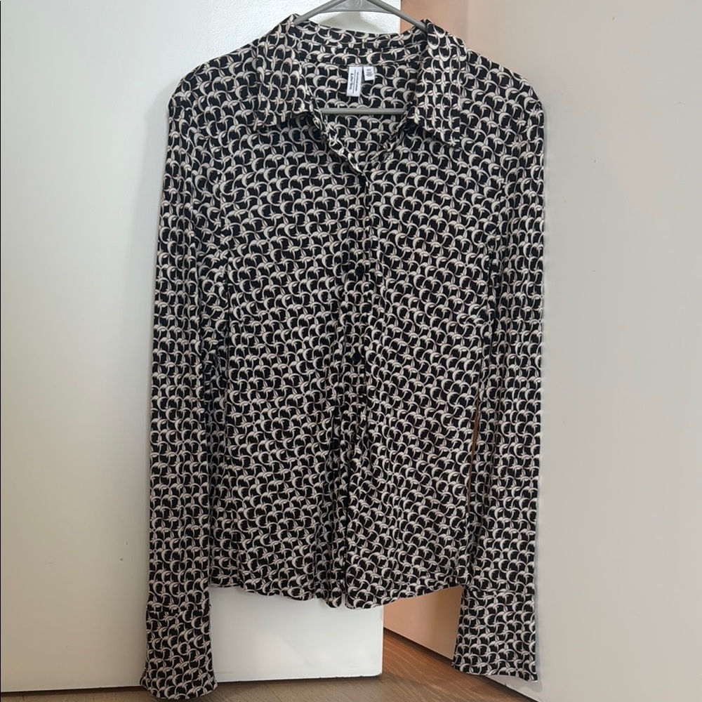 & Other Stories Black and White Geometric Blouse